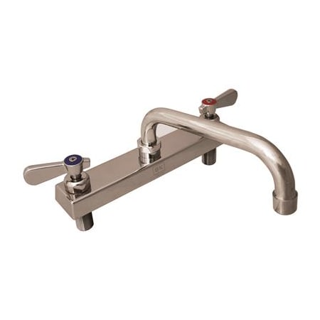 Bk Resources Evolution 8" Deck Mount Stainless Steel Faucet, 8" Swing Spout EVO-8DM-8